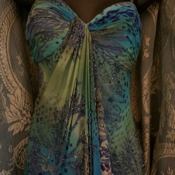 SUE WONG ORIGINAL SEQUINS GOWN, SHOULDER ADJUSTABLE STRAPS. SIDE ZIPPER - Picture 3 of 10